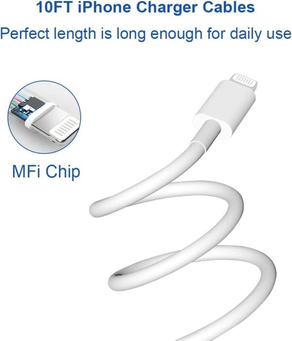 10 Ft iPhone Fast Charger, 2-Pack 20W Super Fast Charger with Long Fast Charging Cable for iPhone 14/13/12/11 Pro Max,14 Plus,Mini,Pro/XS/SE/XR/iPad - Image 2