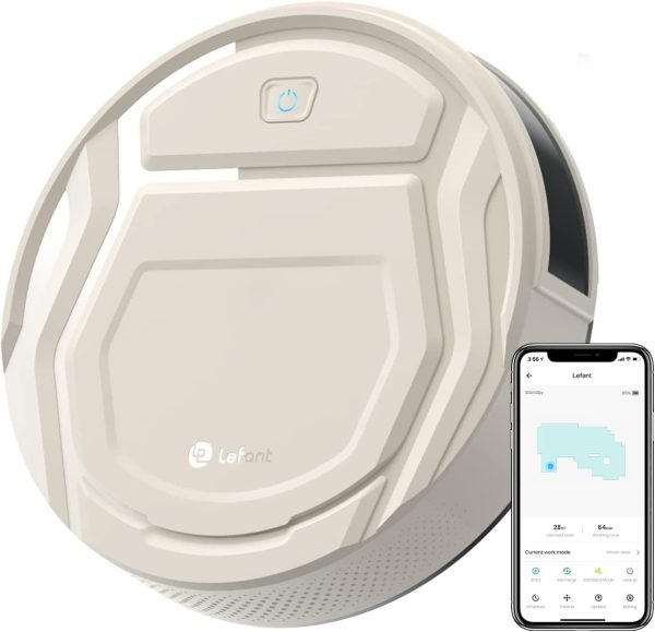 Lefant Robot Vacuum- Ultra Thin,Powerful Suction, Quite,No-Tangle Port,120 Mins Runtime,Self-Charging Robotic Vacuum Cleaner, APP/Voice/Alexa Control,Ideal for Pet Hair and Hard Floor