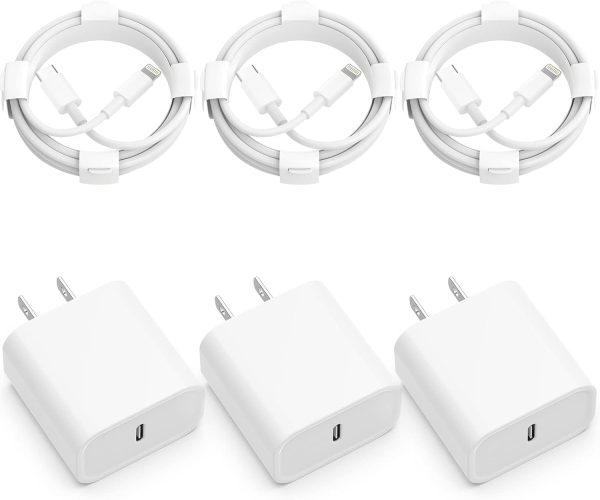 USB C Charger [MFi Certified] iPhone Charger Fast Charging 3Pack 20W Type C Wall Charger Block with 6FT USB C to Lightning Cable Compatible with for iPhone 14Pro/13 Pro/12 Pro Max/11/XS Max/XS/XR/X/8