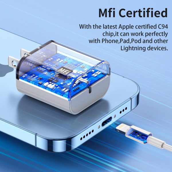 USB C Charger [MFi Certified] iPhone Charger Fast Charging 3Pack 20W Type C Wall Charger Block with 6FT USB C to Lightning Cable Compatible with for iPhone 14Pro/13 Pro/12 Pro Max/11/XS Max/XS/XR/X/8 - Image 2